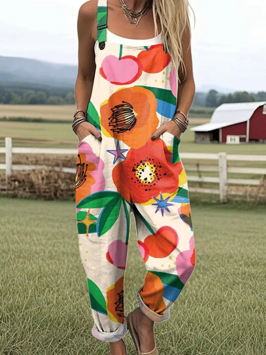 Vintage Floral Jumpsuit Damen - Müheloser Stil & Ganztägiger Komfort
