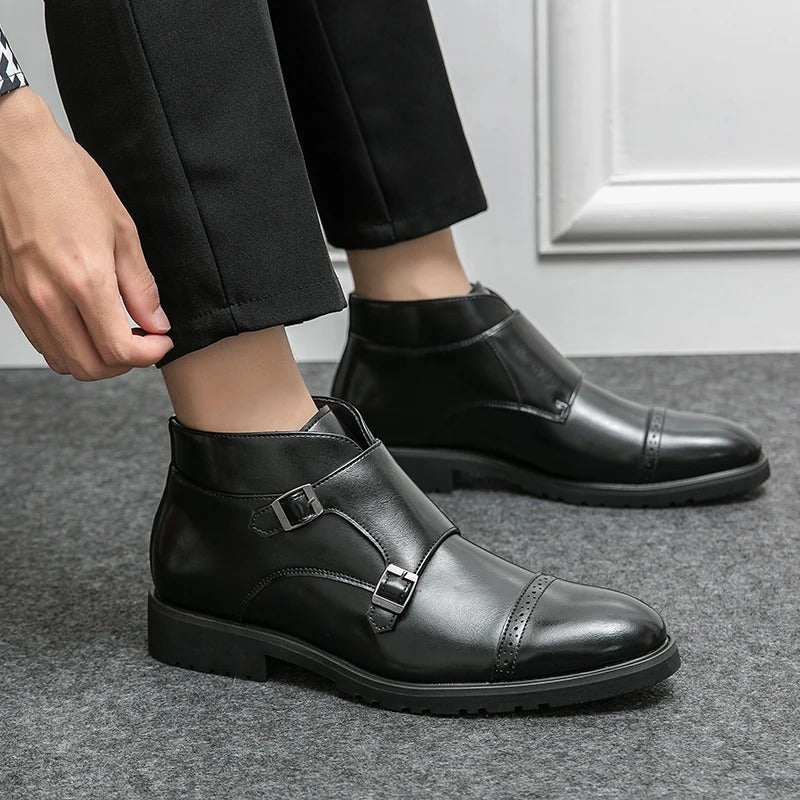 Parker | Kunstleder-Stiefeletten mit Doppel-Mönchsverschluss