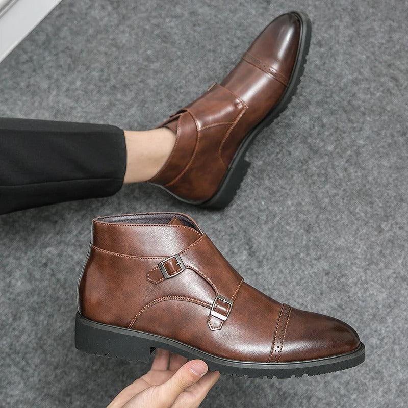 Parker | Kunstleder-Stiefeletten mit Doppel-Mönchsverschluss
