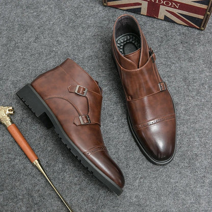 Parker | Kunstleder-Stiefeletten mit Doppel-Mönchsverschluss