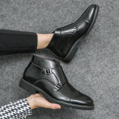 Parker | Kunstleder-Stiefeletten mit Doppel-Mönchsverschluss