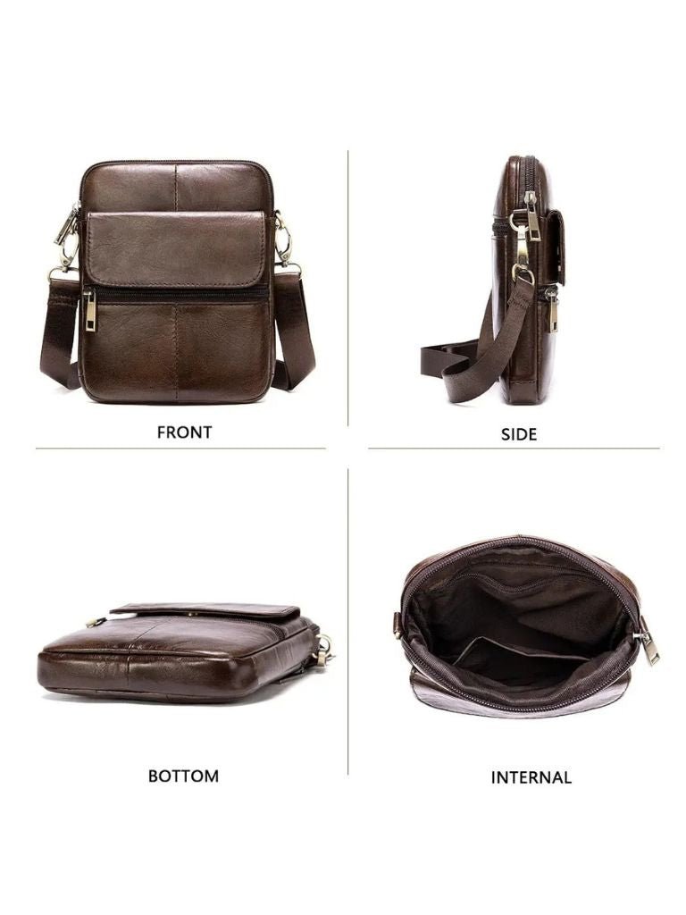 Essentielle Lederschultertasche - Kreuz & Krone