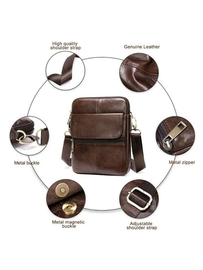 Essentielle Lederschultertasche - Kreuz & Krone