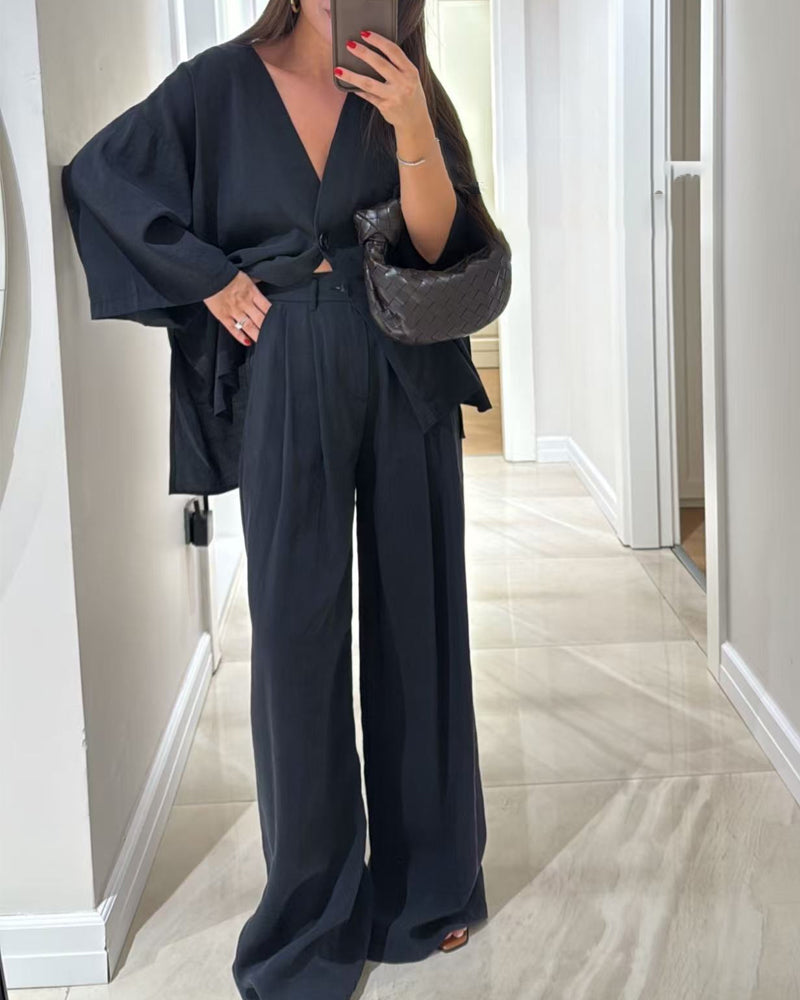 THARAH | Casual V-Neck Set