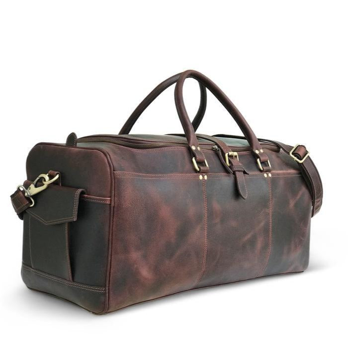 Dunkelbraune Hunter Leder Wochenendtasche