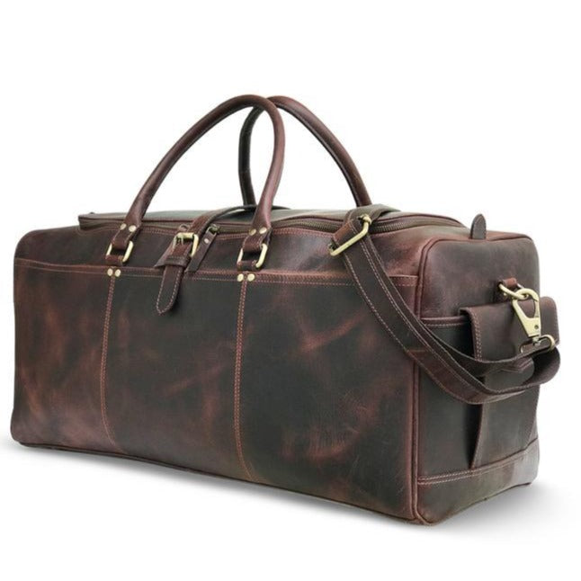 Dunkelbraune Hunter Leder Wochenendtasche