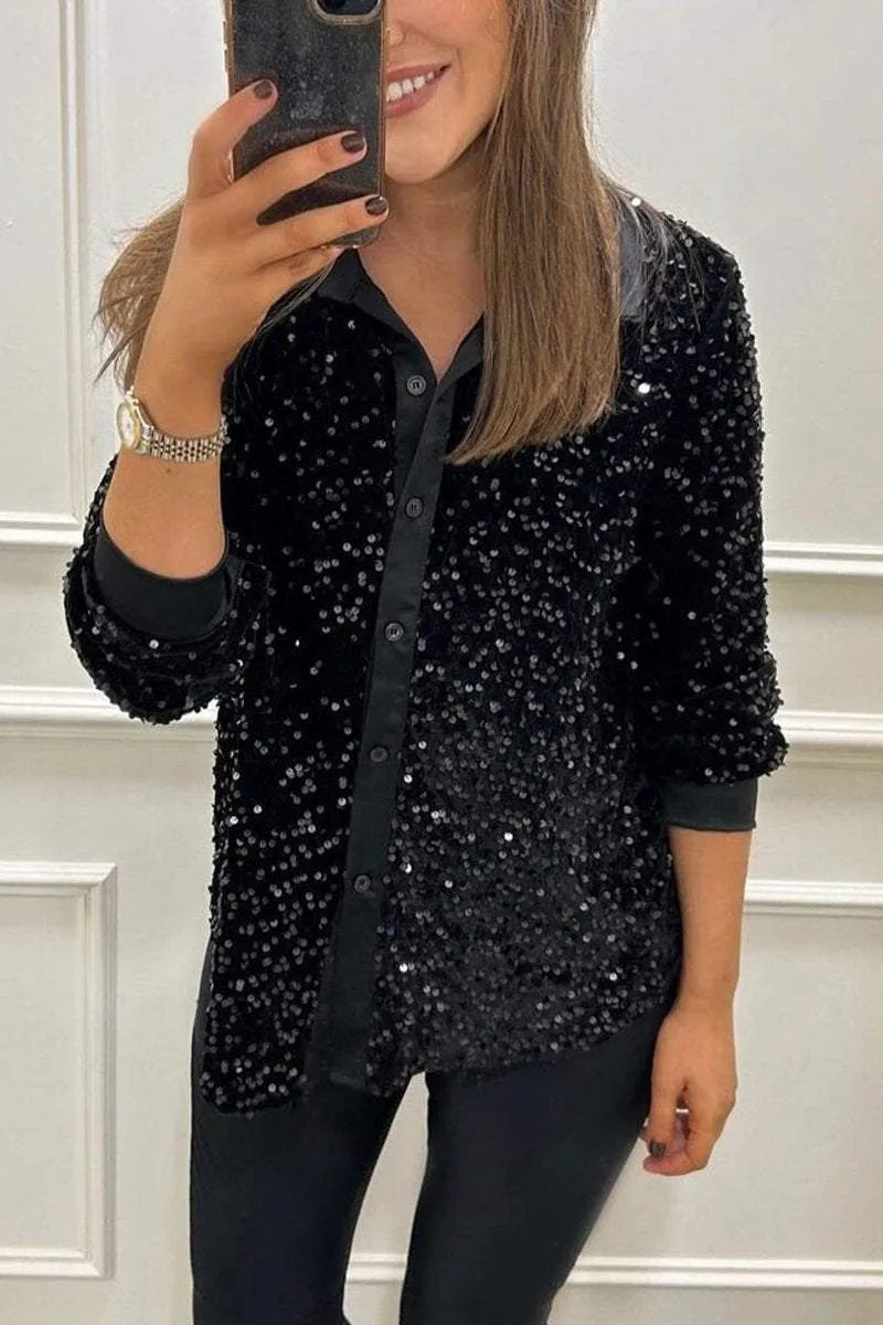 CIARA™ - Schimmerndes Pailletten-Shirt