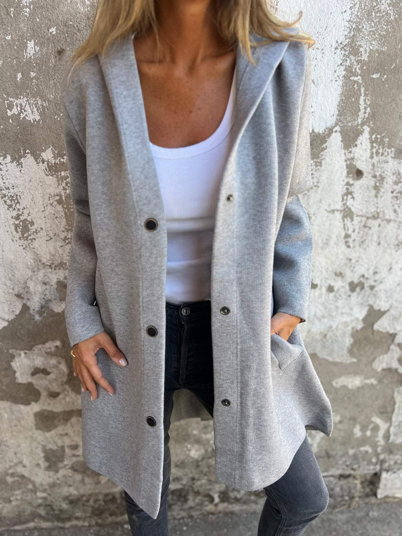 Jacqueline | Lässige Kapuzenjacke mit Knöpfen