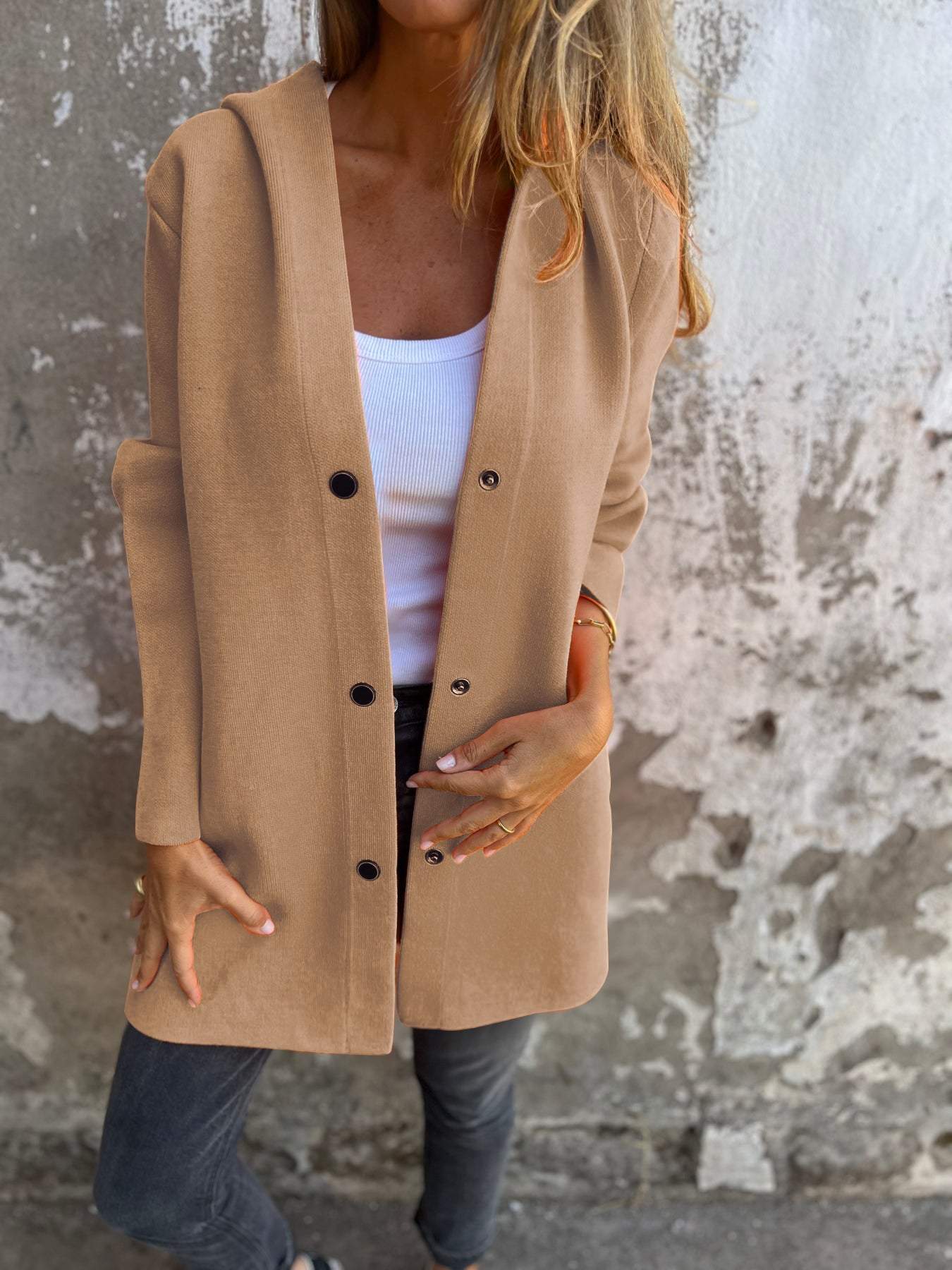 Jacqueline | Lässige Kapuzenjacke mit Knöpfen