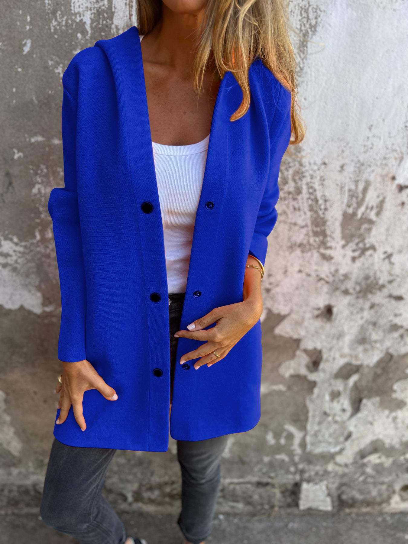 Jacqueline | Lässige Kapuzenjacke mit Knöpfen