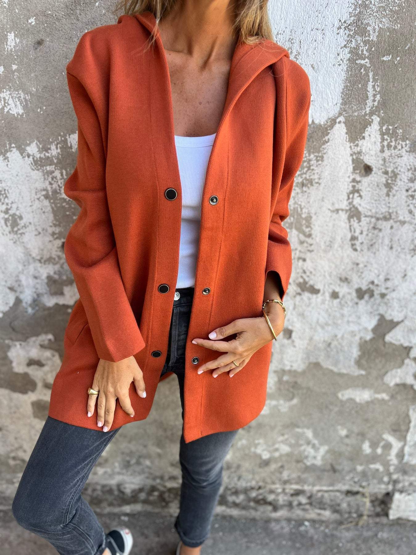 Jacqueline | Lässige Kapuzenjacke mit Knöpfen