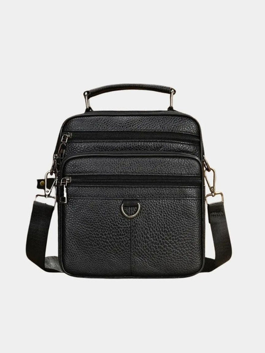 Leder Herren-Schultertasche - Kreuz & Krone