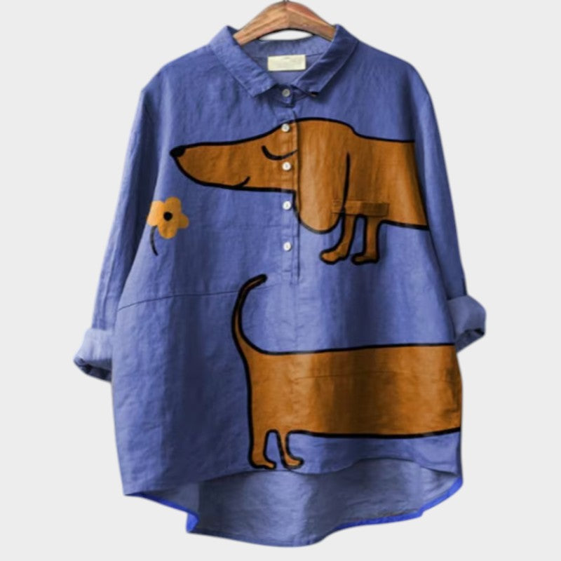 ELFRIDA | OVERSIZE-BLUSE MIT HUNDE-DESIGN