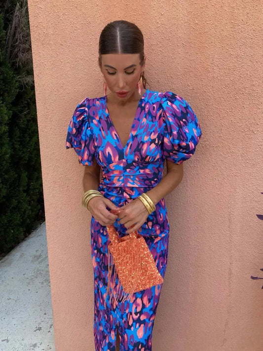 ANNEGRET I RETRO-PRINT KLEID MIT PUFFÄRMEL