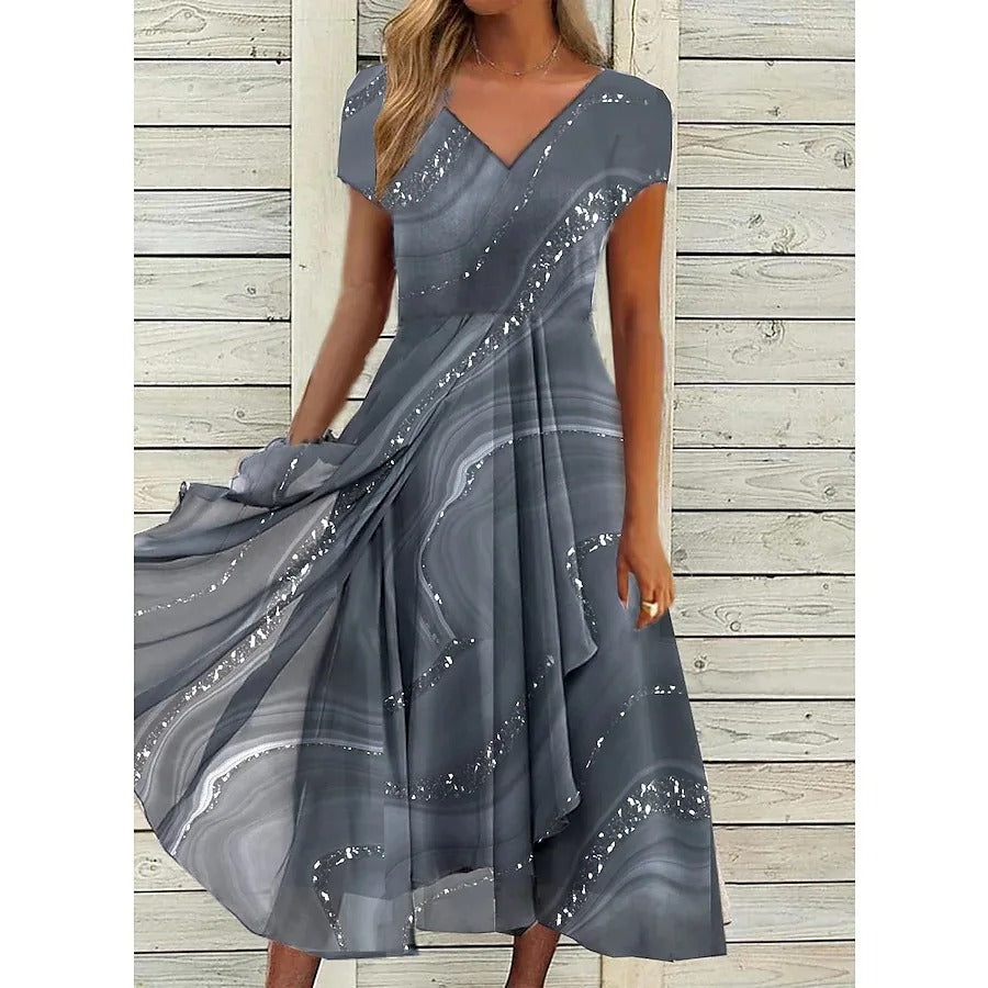 THARAH | V-Ausschnitt Midi Kleid