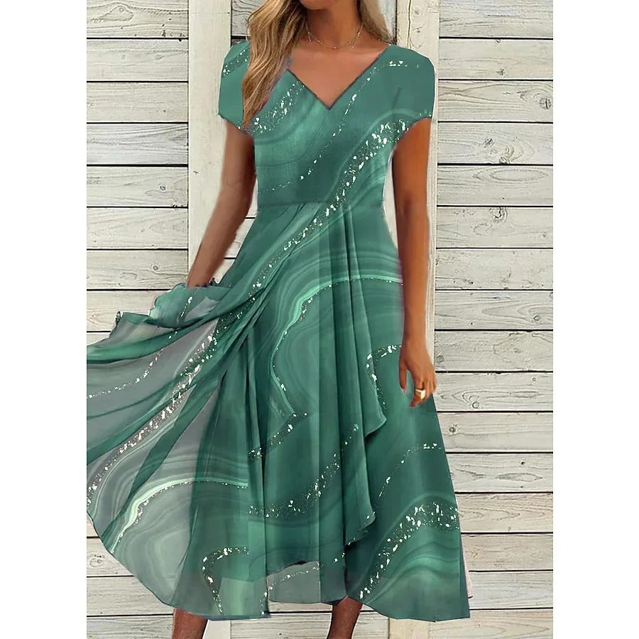 THARAH | V-Ausschnitt Midi Kleid