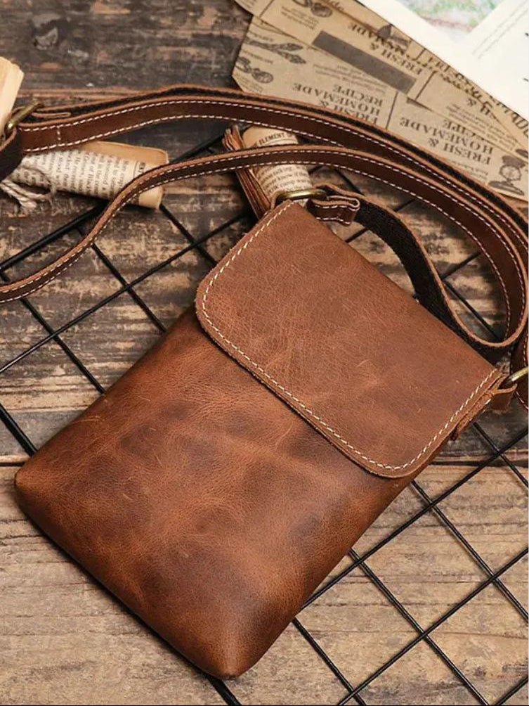 Mini Lederschultertasche für Herren - Kreuz & Krone