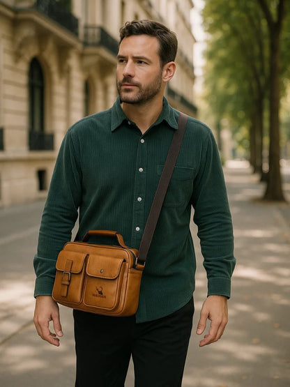 Retro Leder-Quadratische Schultertasche - Kreuz & Krone