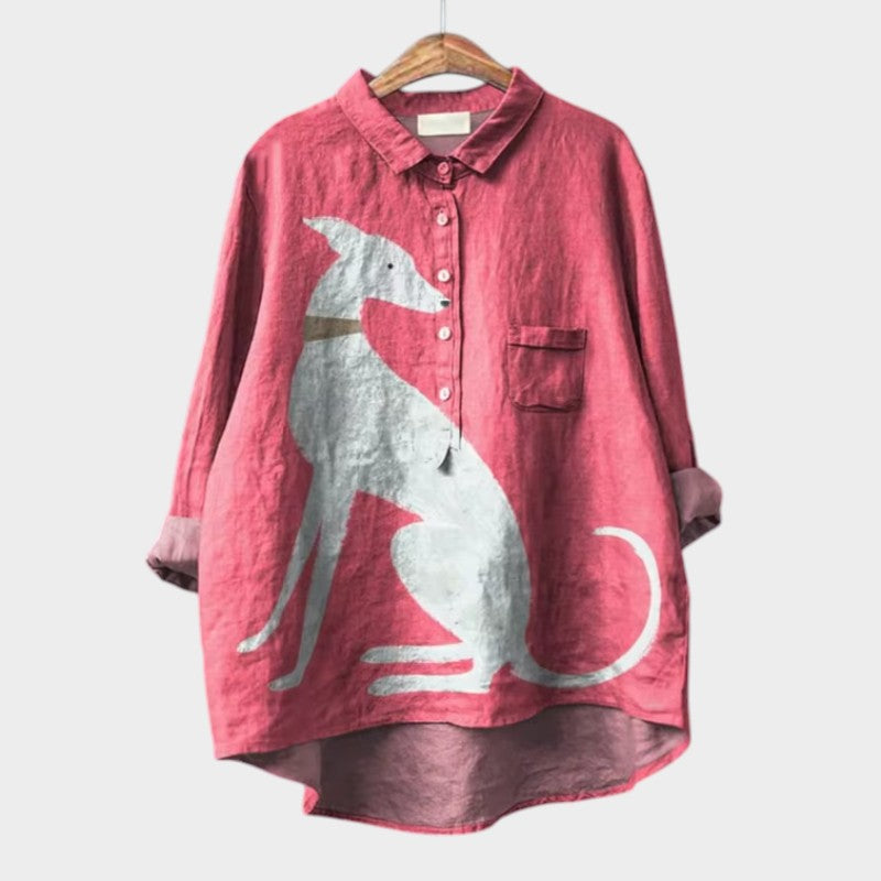 ELFRIDA | OVERSIZE-BLUSE MIT HUNDE-DESIGN