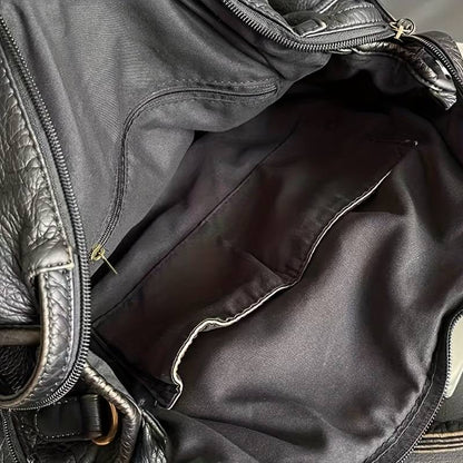 Elegante vintage schwarze Lederhandtasche