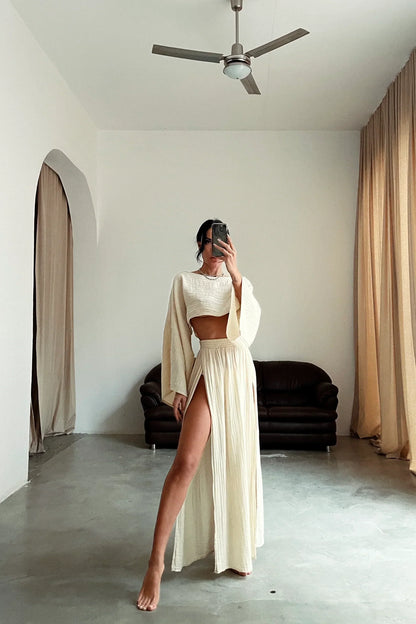 THARAH | Boho-Crop-Top und Maxi-Rock-Sets