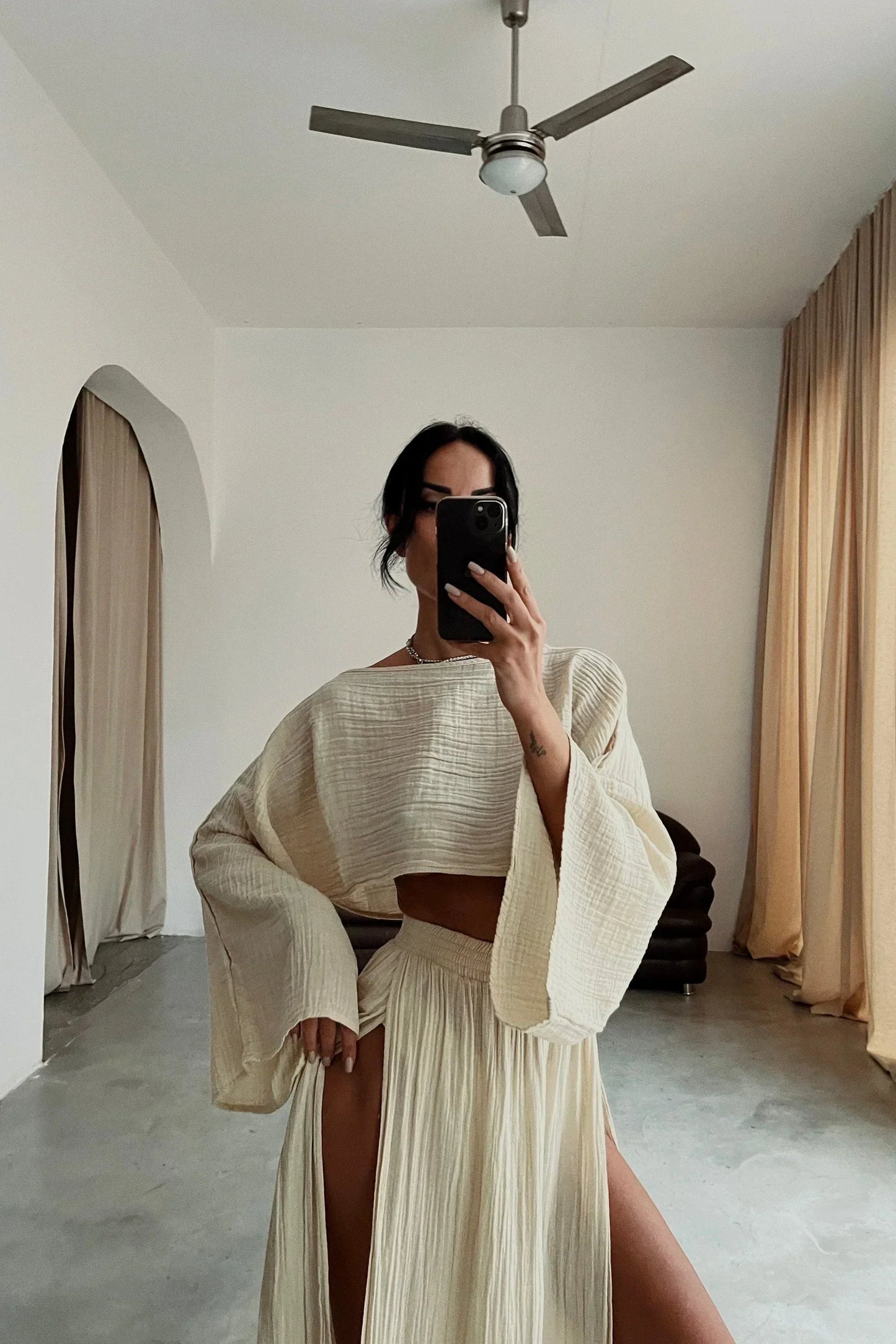 THARAH | Boho-Crop-Top und Maxi-Rock-Sets