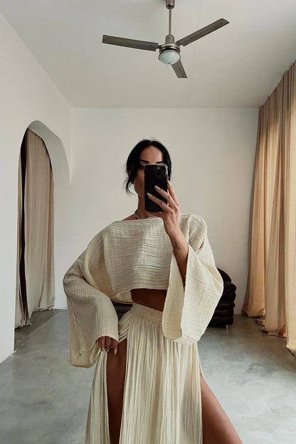 THARAH | Boho-Crop-Top und Maxi-Rock-Sets