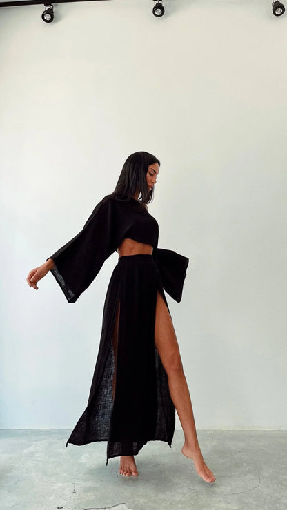 THARAH | Boho-Crop-Top und Maxi-Rock-Sets