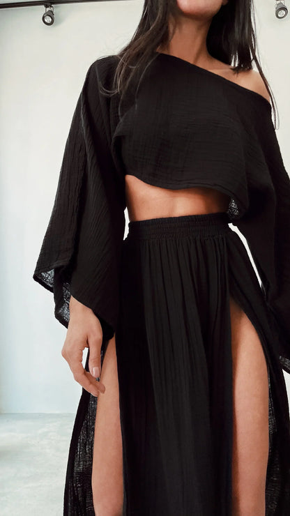 THARAH | Boho-Crop-Top und Maxi-Rock-Sets