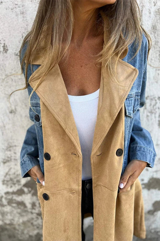 Zweifarbiger Denim-Trench