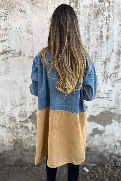 Zweifarbiger Denim-Trench
