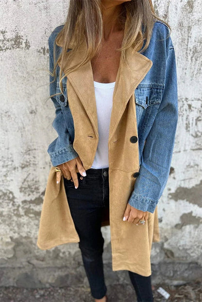 Zweifarbiger Denim-Trench