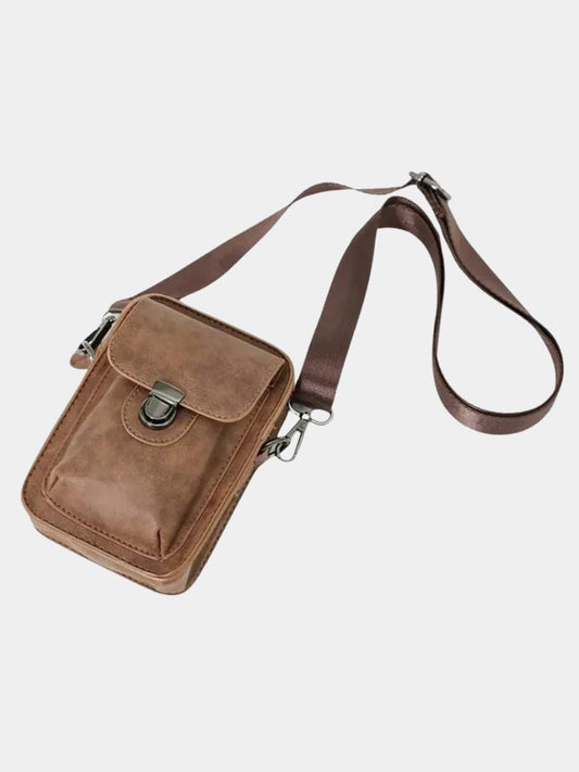 Vintage Mini Leder Crossbody Schultertasche - Kreuz & Krone