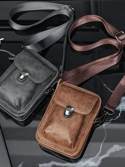 Vintage Mini Leder Crossbody Schultertasche - Kreuz & Krone